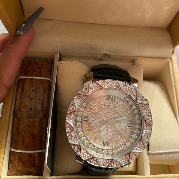 Techno Com by KC Diamond Watch with extra band NWT - Picture 2 of 9